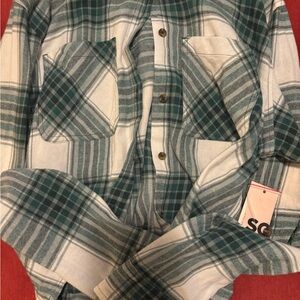 Ladies Green Plaid Shirt